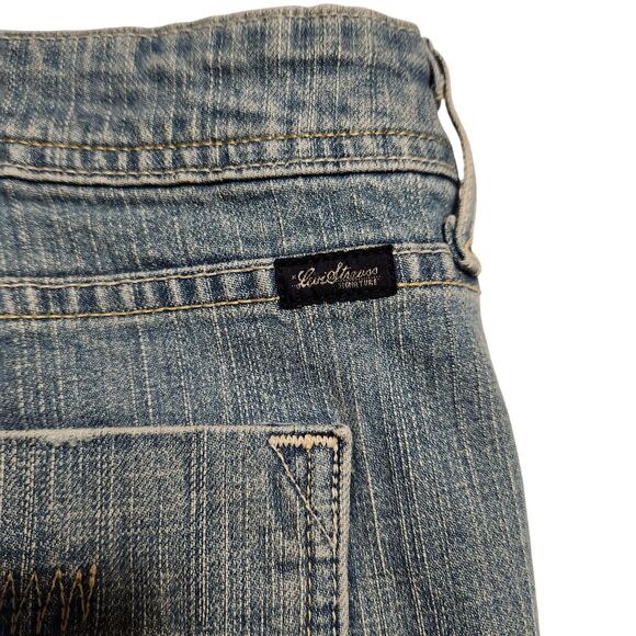 Signature Levi Strauss Denim Shorts Low Rise Light Wash Top Stitch Size Missy 16 - Picture 6 of 7